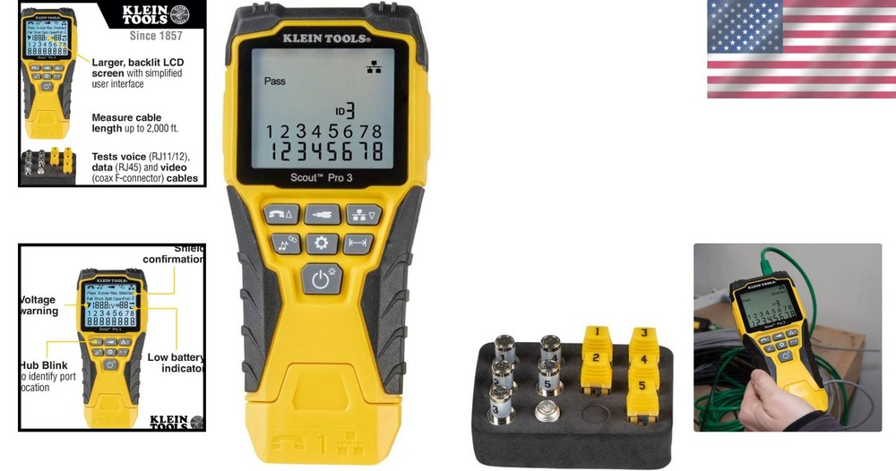 Professional Cable Tester Kit: Scout Pro 3, 5 Remotes, 2000ft Length, Data/Video