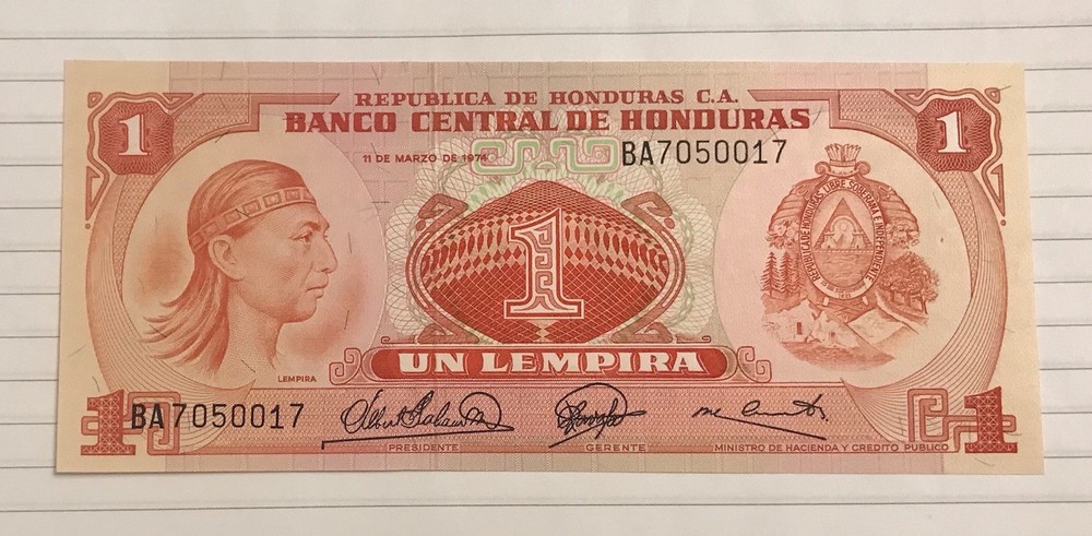 Honduras 1 Lempira 1974 P-58 UNC