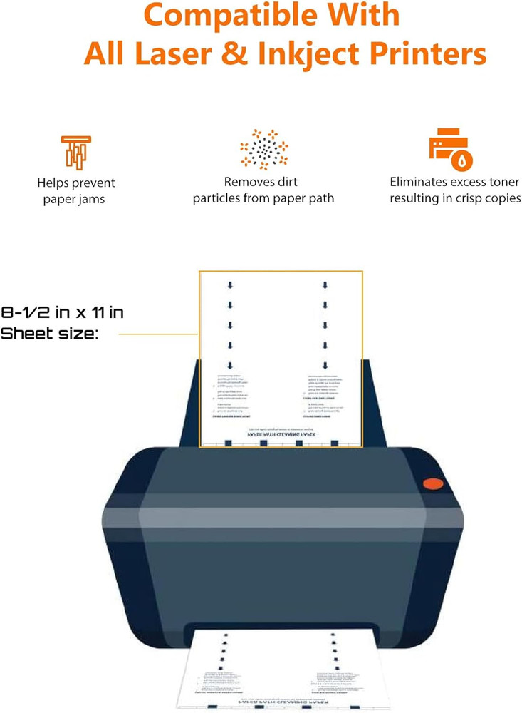 Laser & Inkjet Printer Cleaning Sheet (8.5 X 11) 10 Sheets
