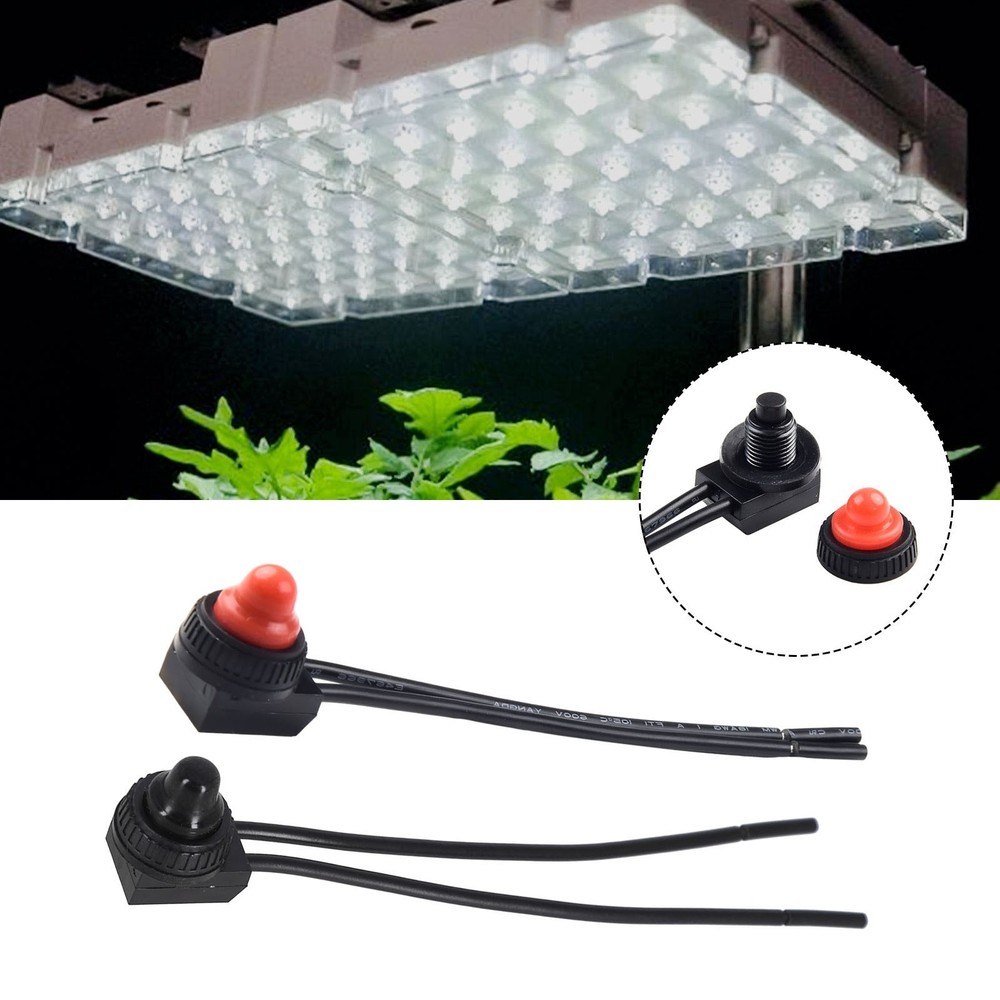 Sturdy 12V Latching Push Button Switch with Waterproof Cover Black/Red Leads