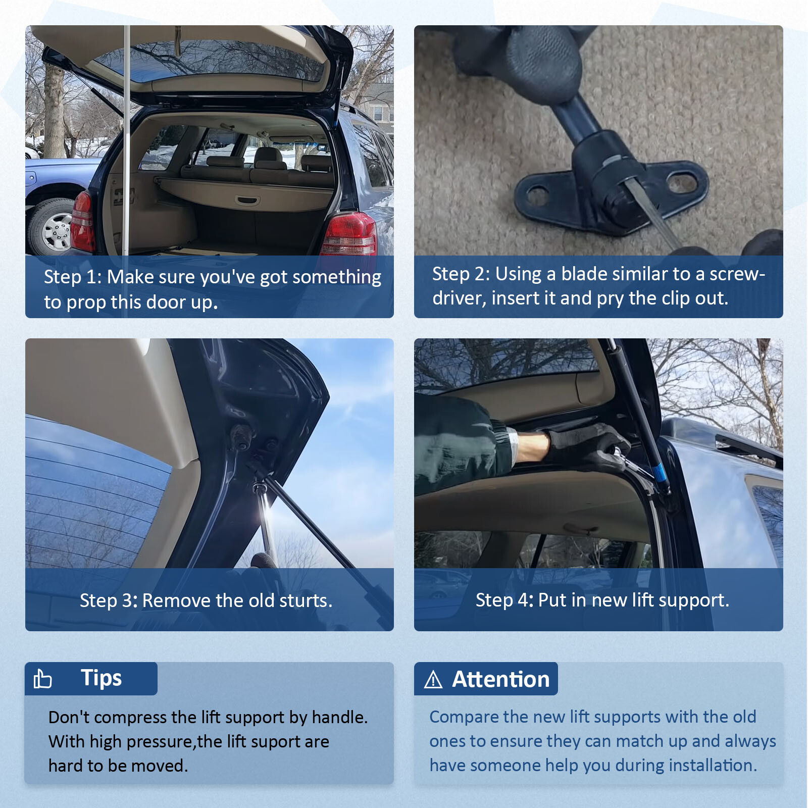 For 2007-2014 Chevy Tahoe Qty 2 Rear Window Glass Lift Supports Shocks Struts