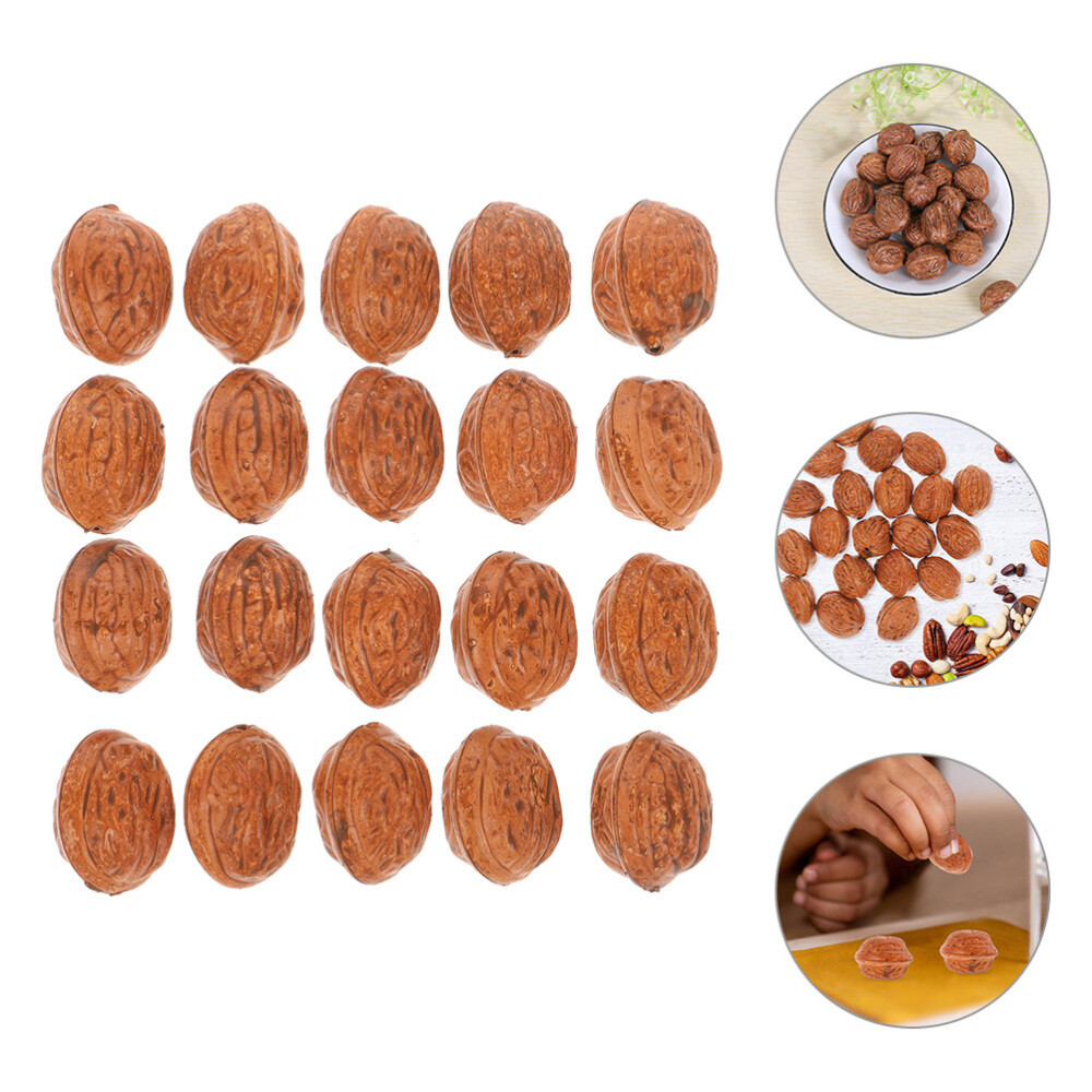 50PCS Artificial Walnut Models Fake Walnut Prop Simulation Nut Models Home Decor