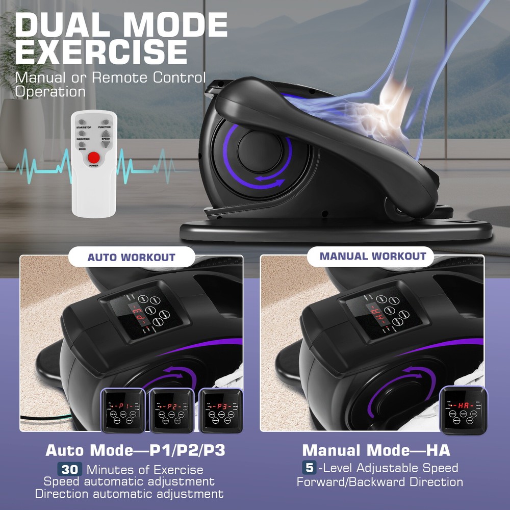 ⭐Under Desk Elliptical Pedal Exerciser Seated Elliptical Machine w/Remote & LCD⭐
