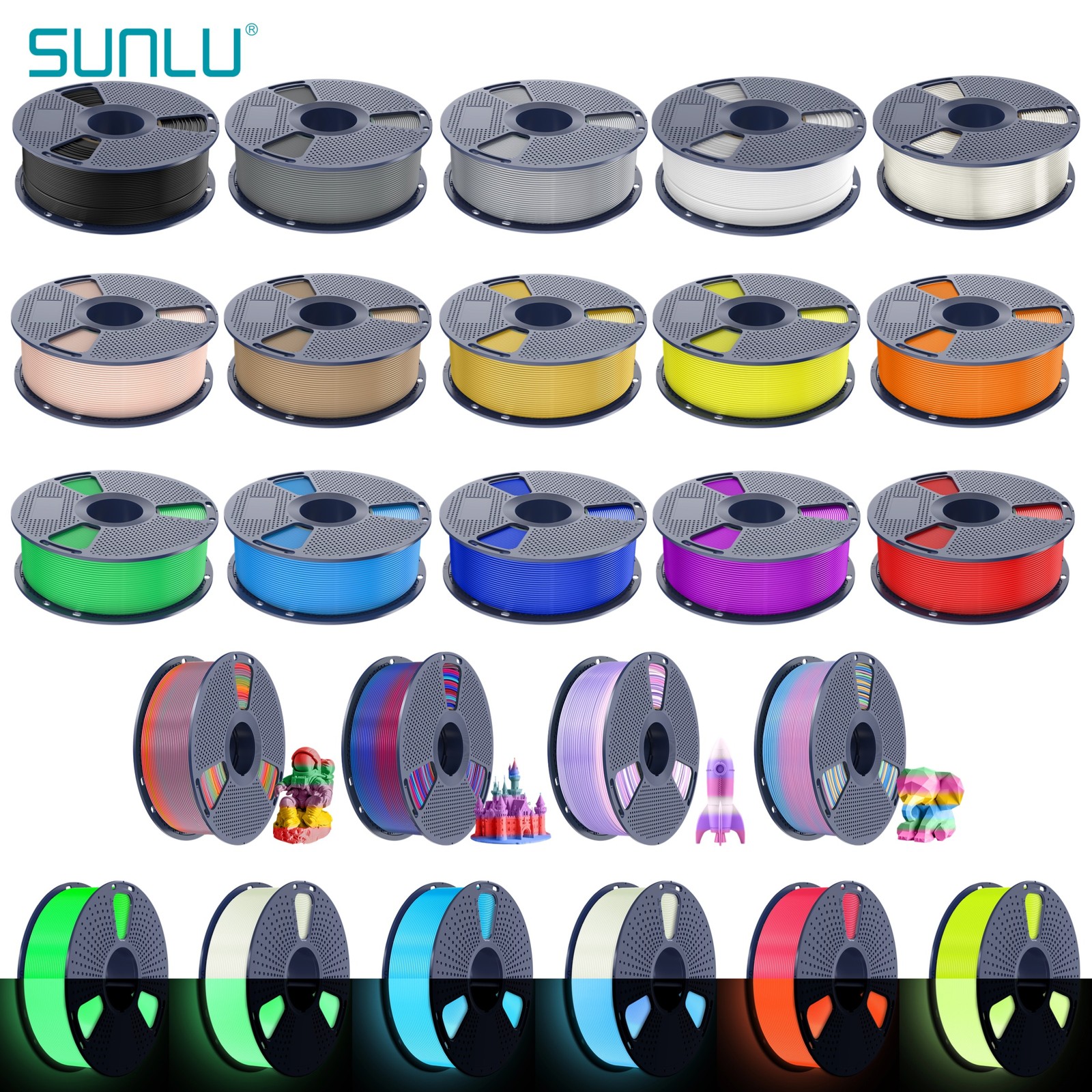 Sunlu 3D Printer PLA Filament 1.75mm 1KG Spool Suit For 99% 3D Printer