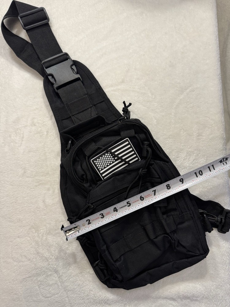Tactical Black Cross Body Bag with Molle Panel Adjustable Shoulder Strap