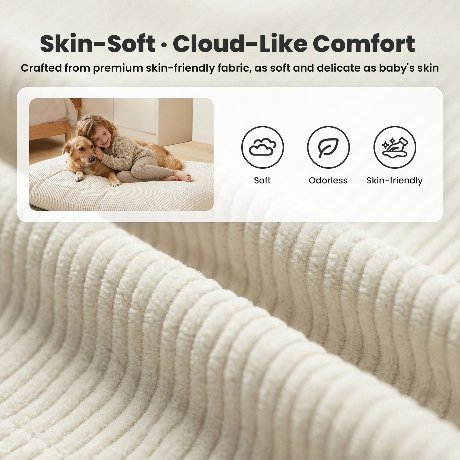 3 in 1 Kids Bean Bag Chair Bed, Convertible Chair Folds from Bean Bag to Lounger