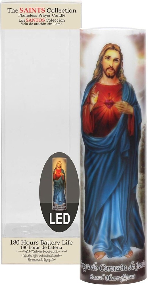 Jesus Flameless LED Devotional Prayer Candle with Automatic Timer Unique Decor
