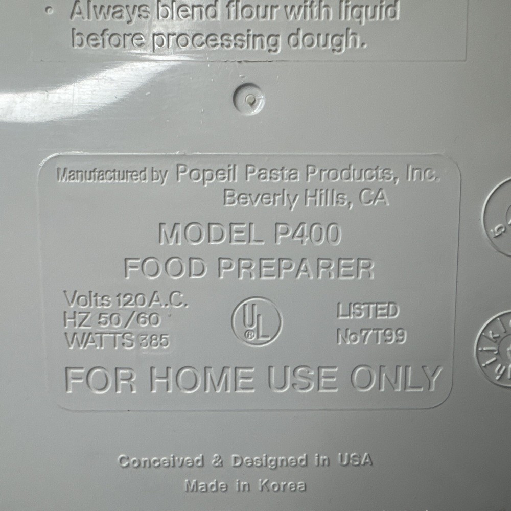 Popeil P400 Automatic Pasta Maker Replacement - Motor Base Only w/ Cord