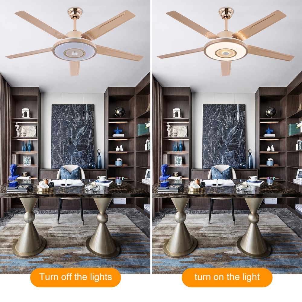 3-Color Ceiling Fan with LED Light, Modern LED Ceiling Fan W/ Remote Controller