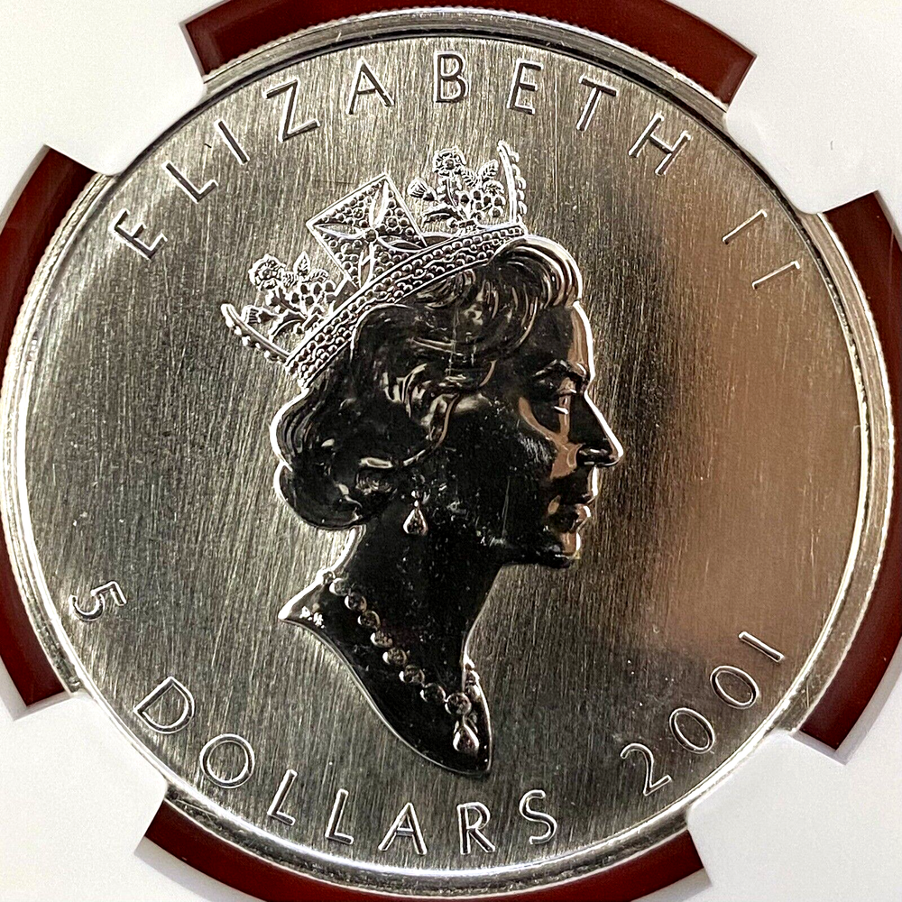2001 $5 SILVER MAPLE LEAF NGC MS-69!