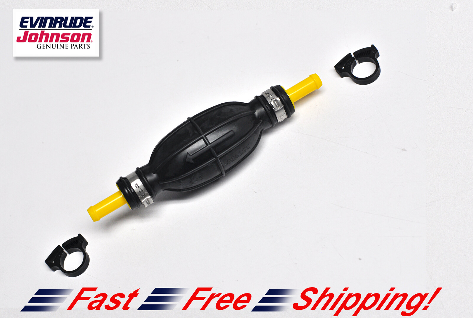 New Johnson Evinrude Fuel Primer Bulb With Clamps 5008586