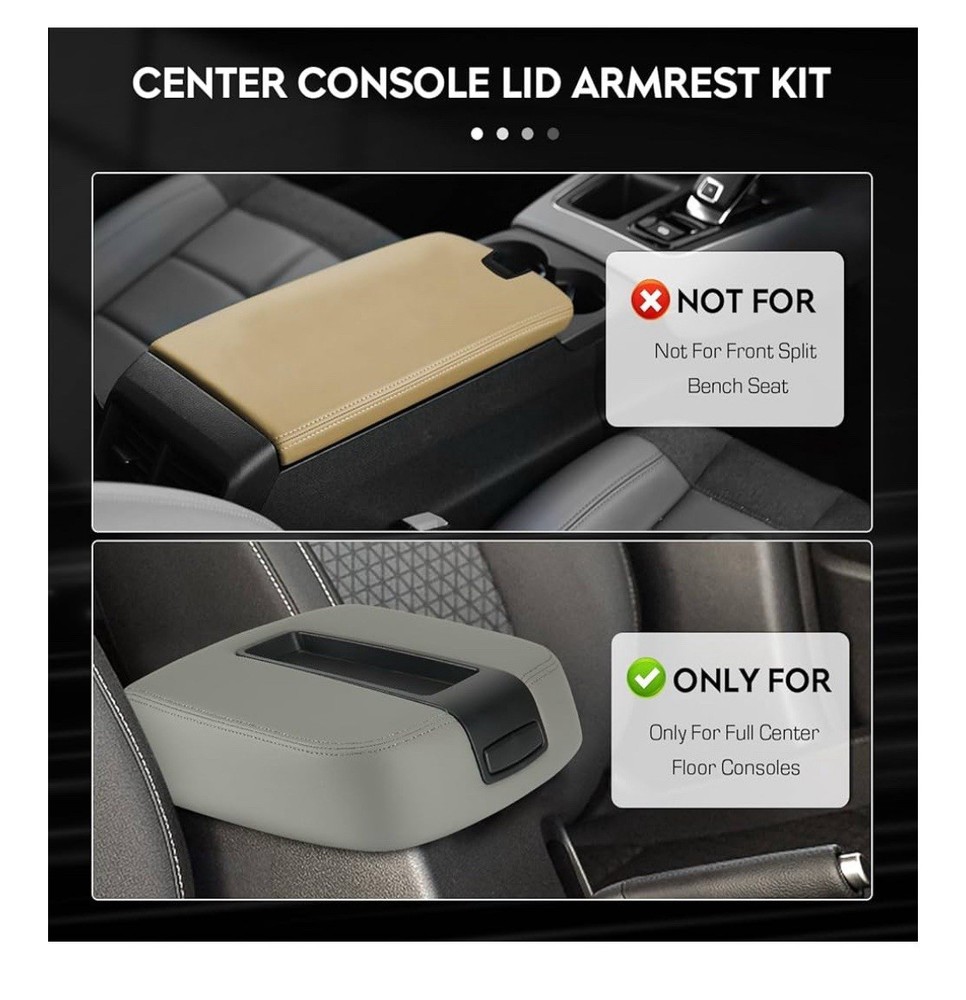 Center Console Armrest lid Cover Compatible with 2007-2013 Gray-Full Console