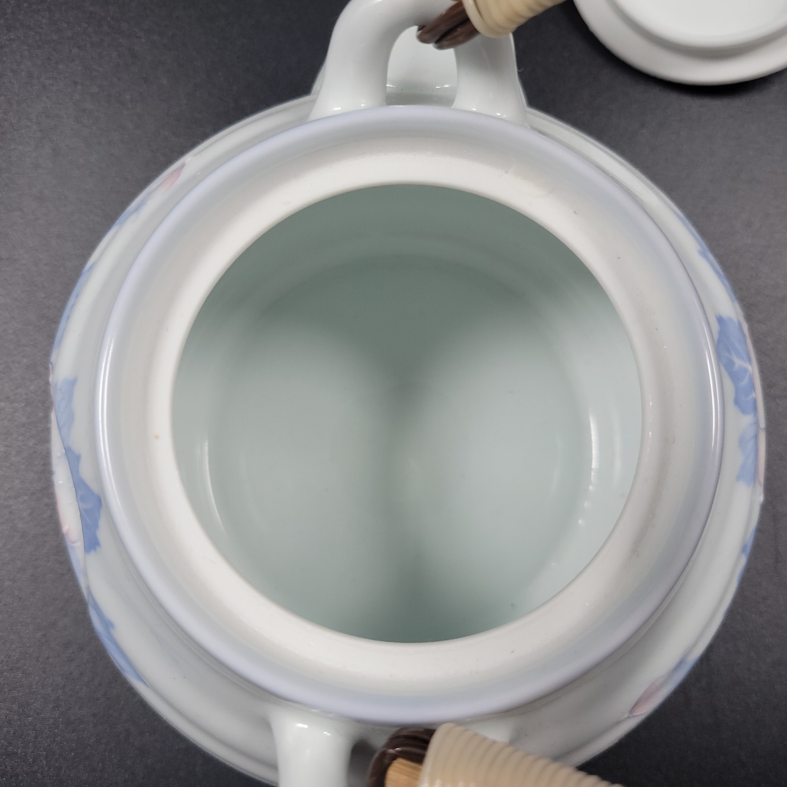 Arita Ware Magnolia Tea Set Teapot & 5 Cups Ichijin Showa Floral Bamboo Handle