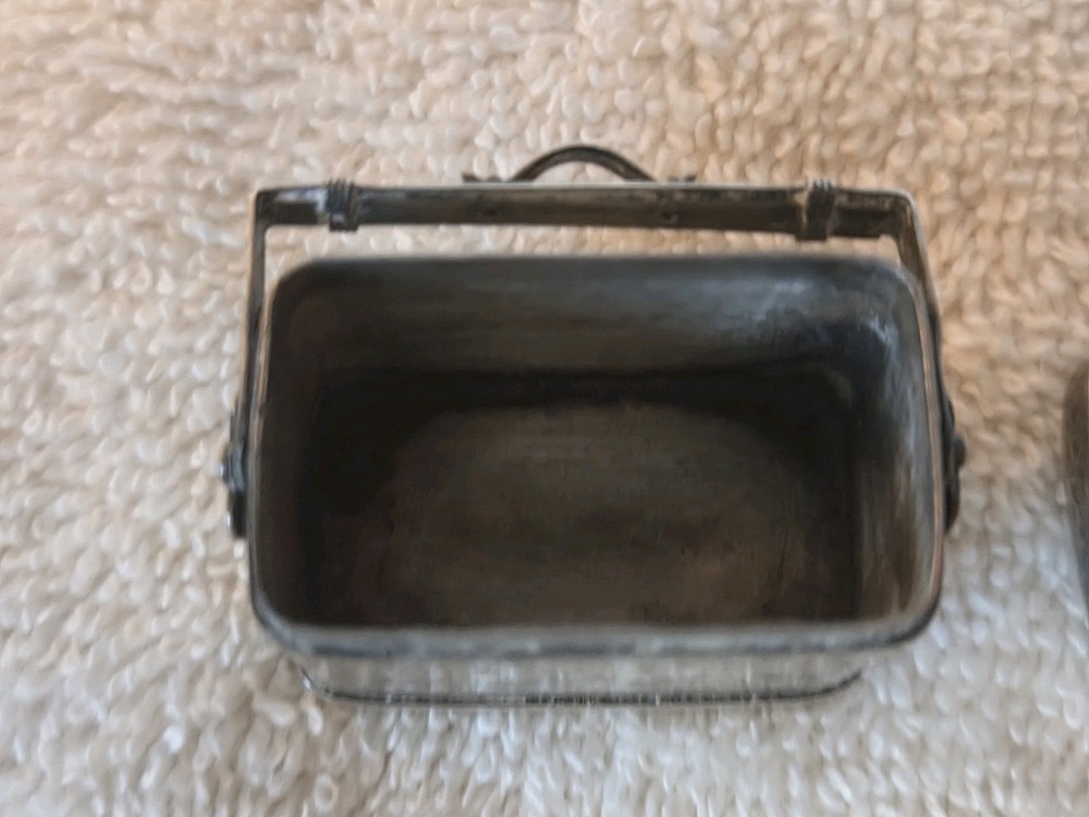 CHINESE Silver Antique Rectangular Lidded/Handled BOX Floral Engraving Marked CS