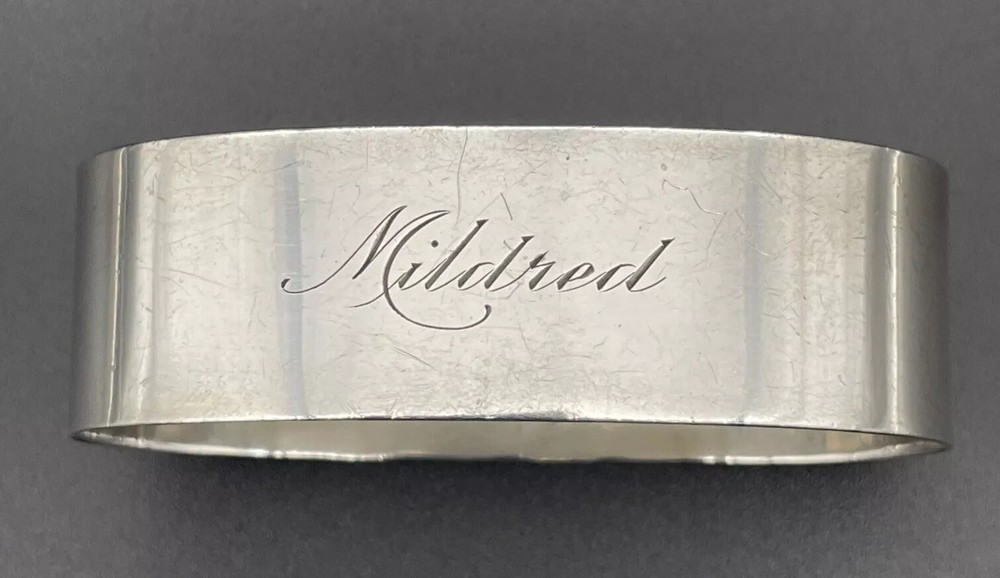 Sterling Silver Napkin Ring Engraved Name “Mildred” Alvin Co
