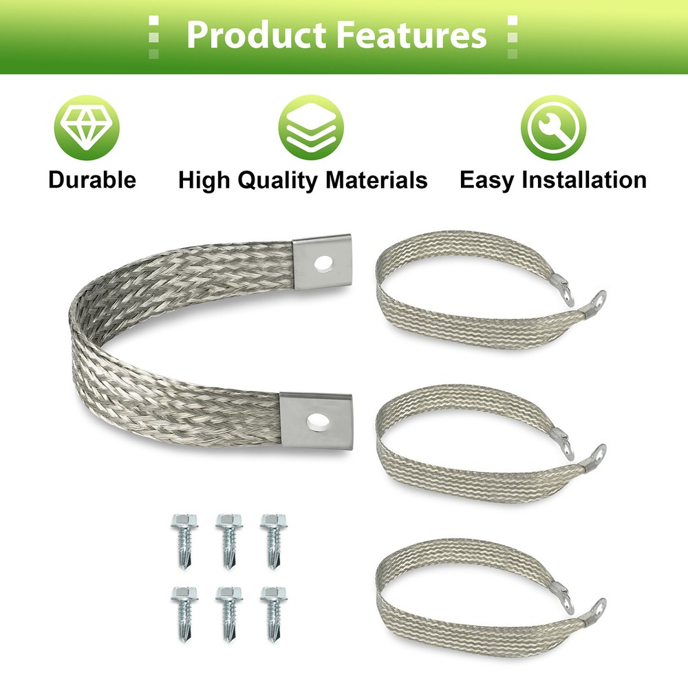 4Pcs Heavy Duty Engine Braided Ground Strap Kit 40140 Battery Starter Chasis