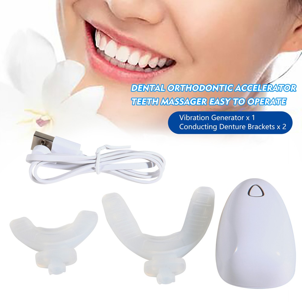 Dent Orthodontic Accelerator Teeth Massager Vibrator & 2 Brackets Tool Kit bw