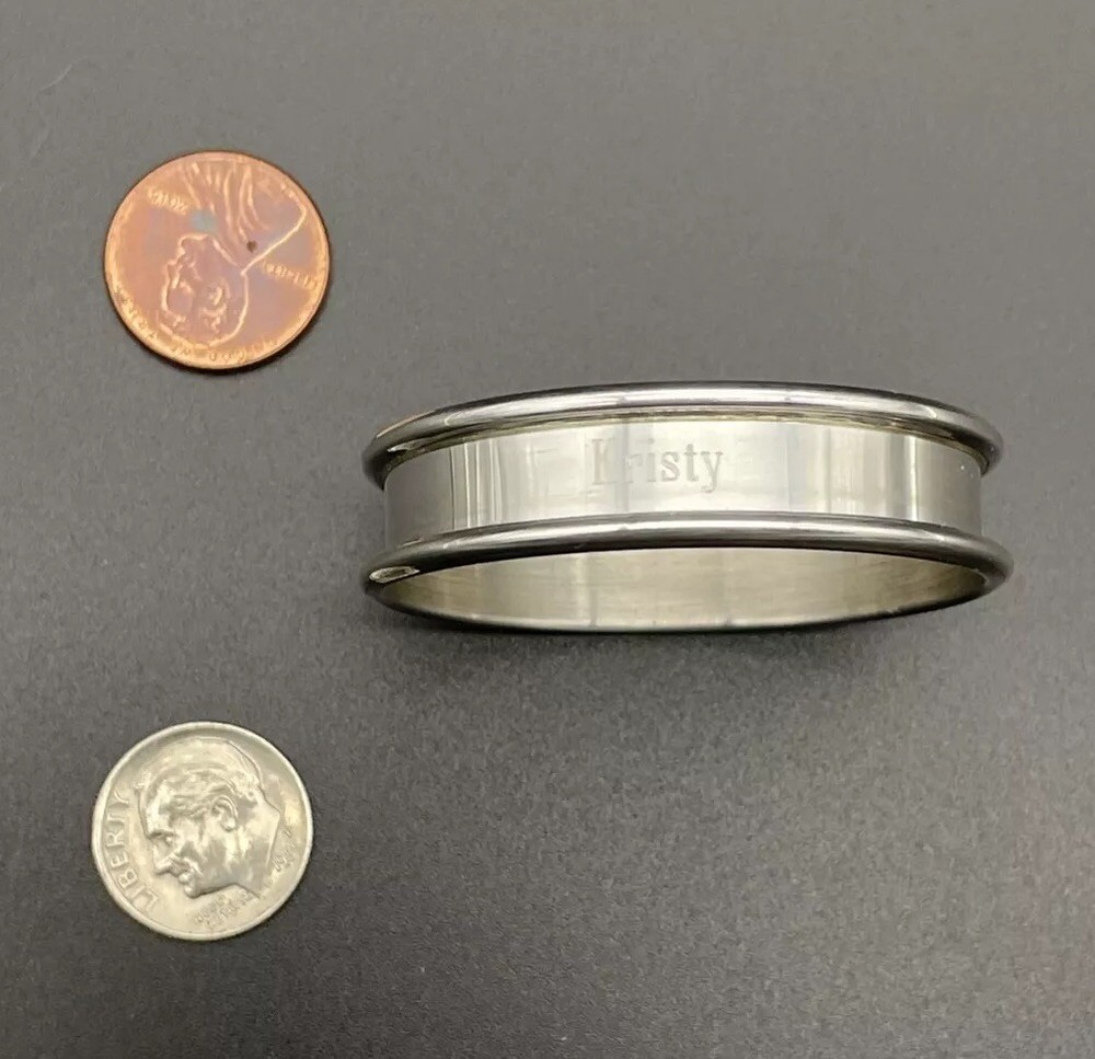 Sterling Silver Napkin Ring Name Engraved “Kristy”