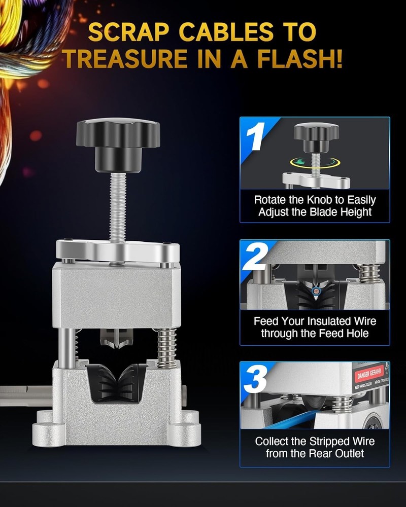 Wire Stripper Machine, 0.06"-1" Manual Wire Stripping Machine, Drill Compatib...