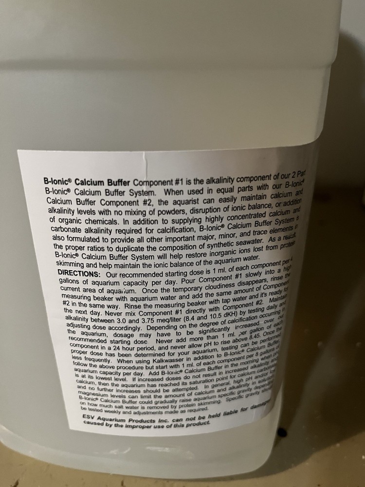 E.S.V. B-Ionic Calcium Buffer System Part 2 - 1 Gallon Calcium Refill