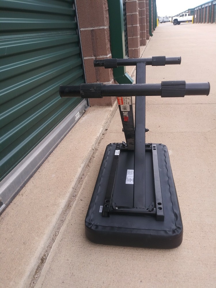 USED BLACK LEATHER FOLDING PROLINE WORKOUT BENCH