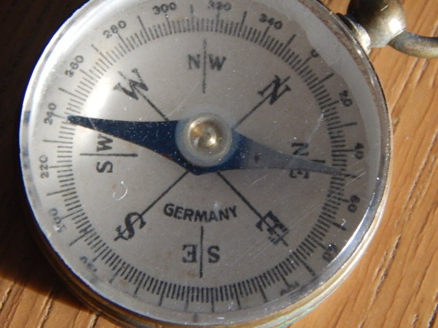 German Miniature Brass Pocket Compass VINTAGE