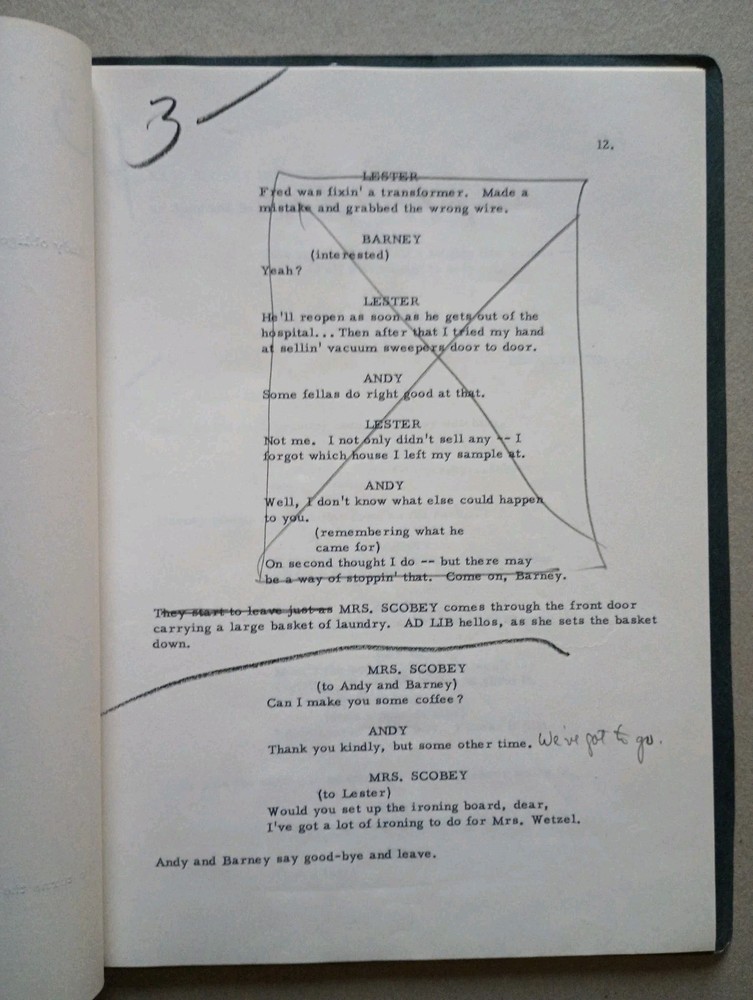 Original ANDY GRIFFITH SHOW TV SCRIPT 'Andy Forecloses' + Handwritten Notes