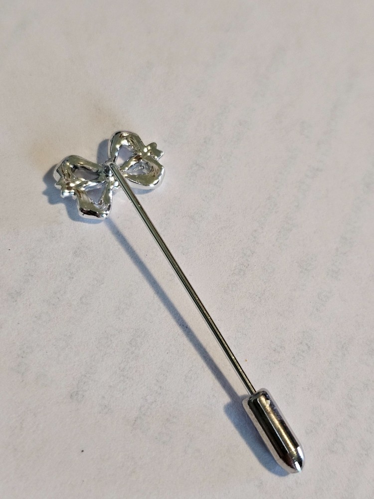 Silver-toned Lapel Pin with a Ribbon Bow