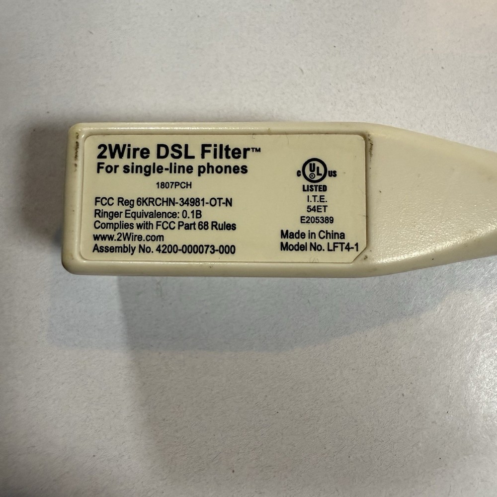 2Wire DSL Filter Single-Line Phones - Model LFT4-1