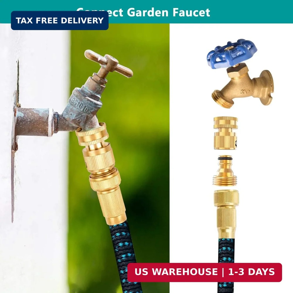 FINEST+ Garden Hose Quick Connector, Solid Brass 3/4 Inch Thread Fitting No-Leak