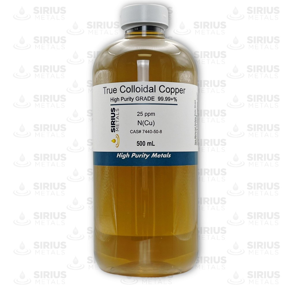True Colloidal Copper NanoParticles (CuNPs): 25 ppm - 500 mL in Plastic