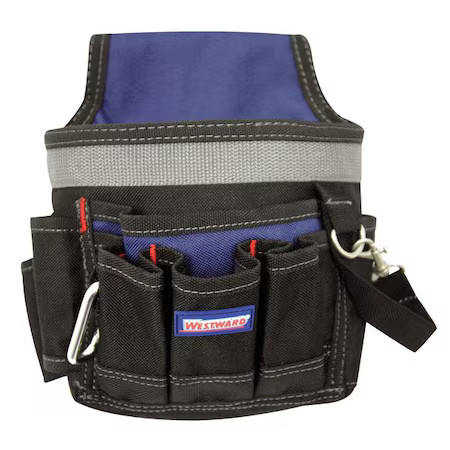 Westward 5Mzl6 Tool Pouch, Tool Pouch, Black, Polyester, 6 Pockets