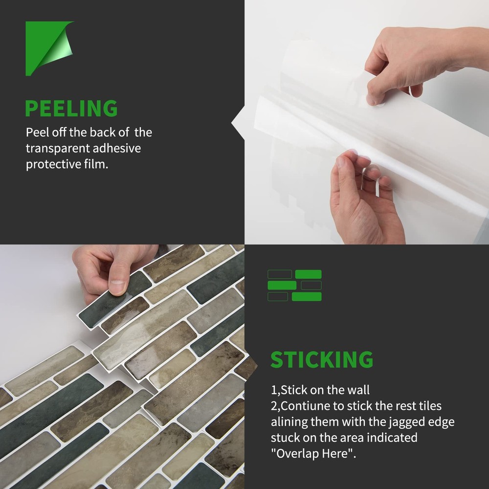LONGKING Marble Peel and Stick Backsplash for Kitchen, 3D Adhesive Tile Backs...