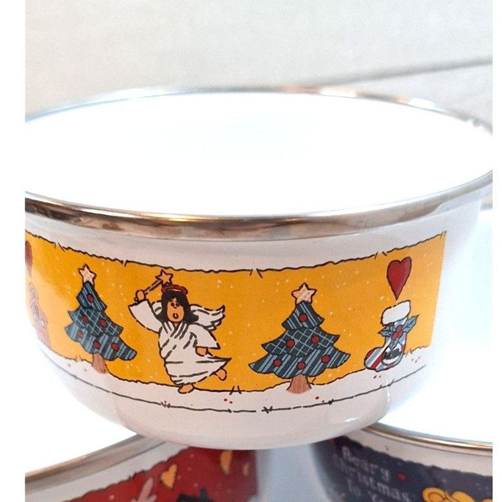 Christmas Enamel Decorative Containers NO LIDS