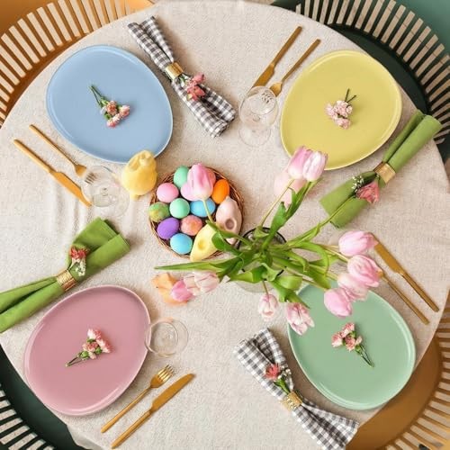 Pcs Easter Pastel Ceramic Dessert Plates 7.8inch Egg Shaped 6 Multicolor