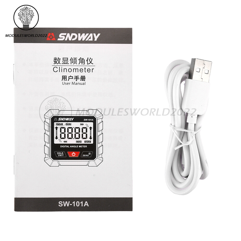 Digital Angle Gauge Protractor Inclinometer Rechargeable Level Box Gauge 4*90°