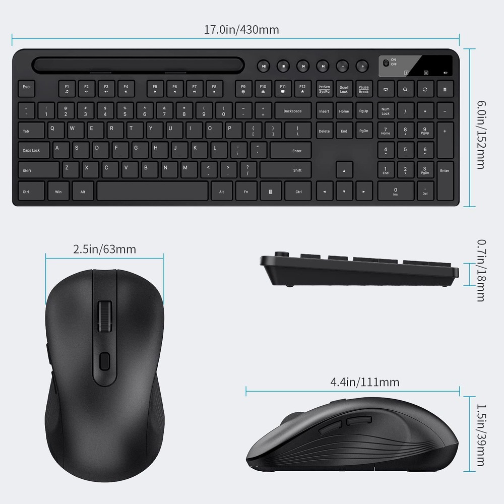 Wireless Keyboard and Mouse Combo 2.4G Ergonomic Wireless Computer Keyboard w...