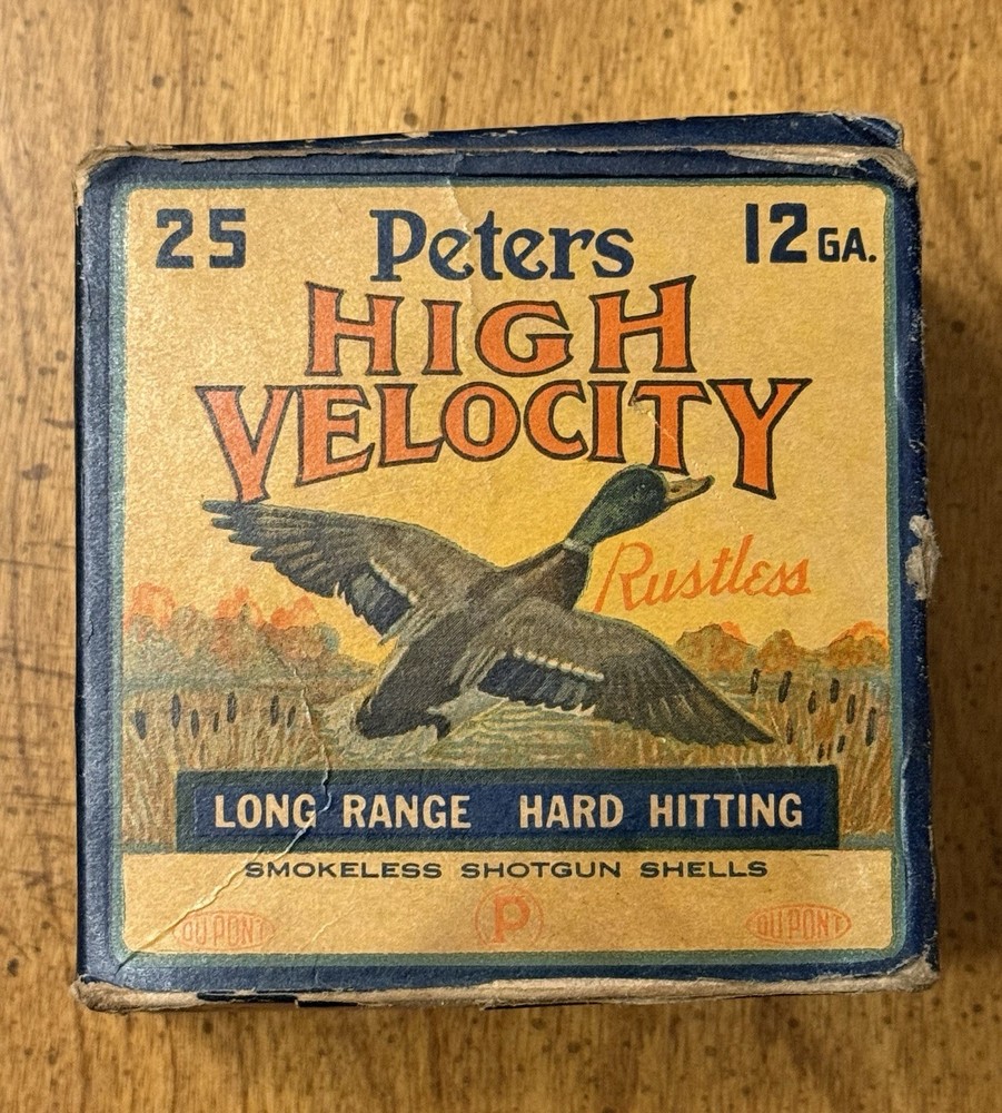 VINTAGE Peters 12 GA High Velocity Long Range Hard Hitting Shells EMPTY Box