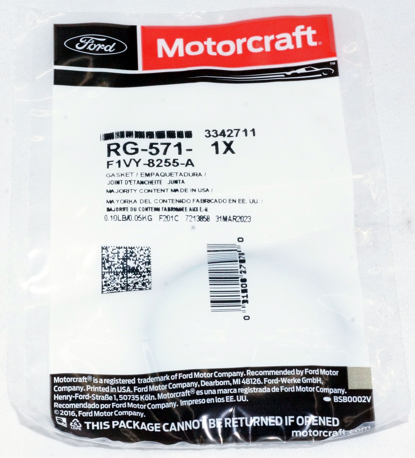 Genuine OEM Motorcraft RT1254 Engine Thermostat and RG571 Gasket Seal Kit 92-11