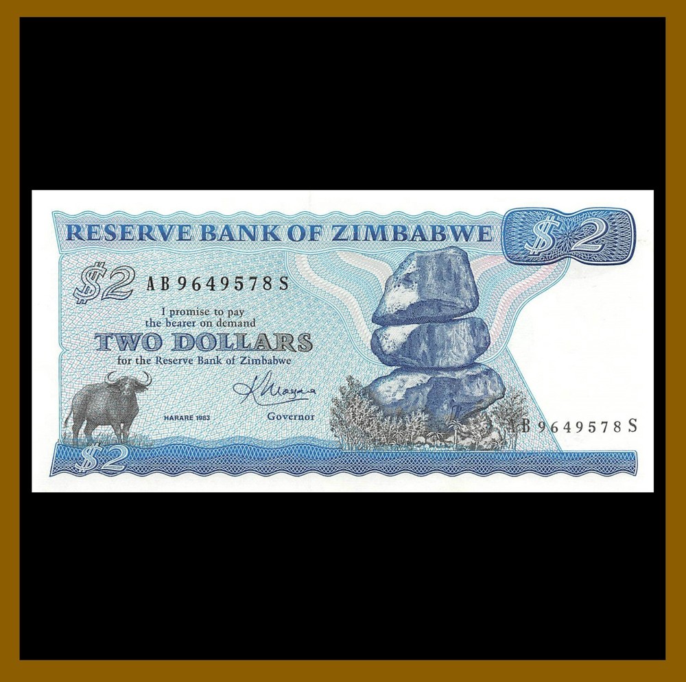 Zimbabwe 2 Dollars, 1983 P-1b Unc