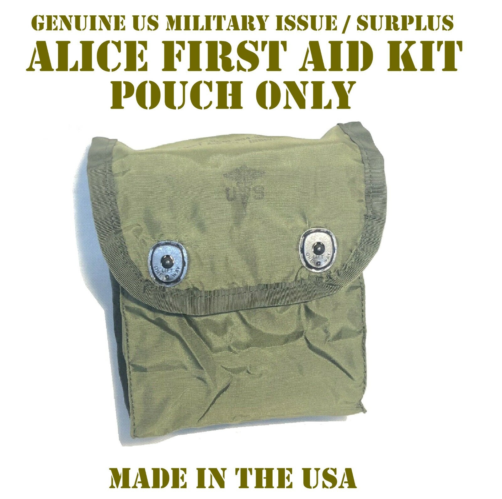 US MILITARY INDIVIDUAL FIRST AID KIT POUCH ONLY IFAK SNAP FLAP & ALICE CLIPS NEW