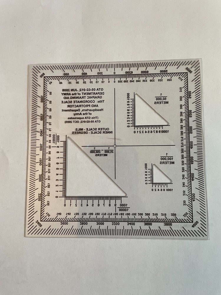 Military (GTA 5-2-12) Coordinate Scale and Protractor for Map Navigation