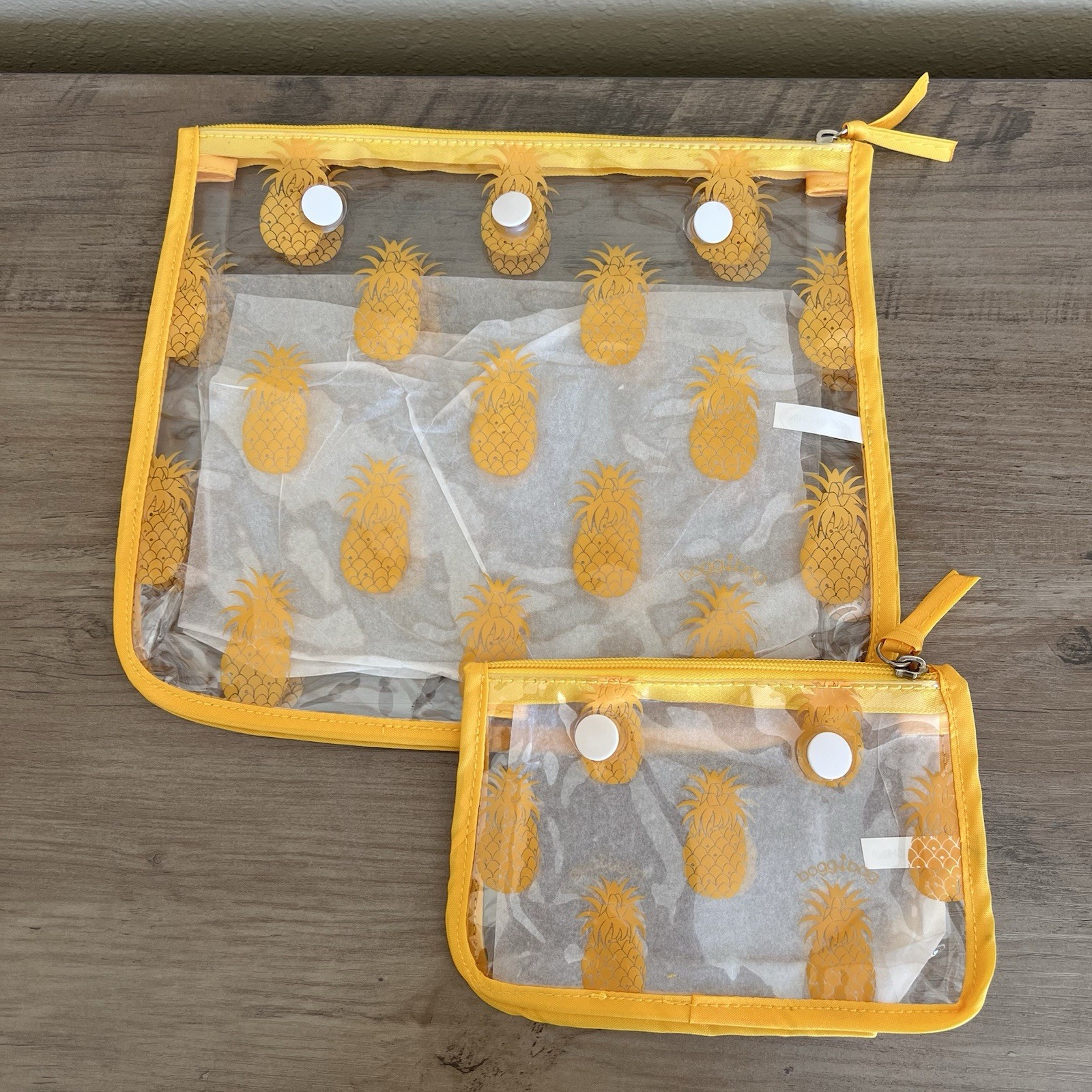 Bogg Bag Pineapple Insert Pouches 2 Set Clear Zipper Travel Organizer Beach