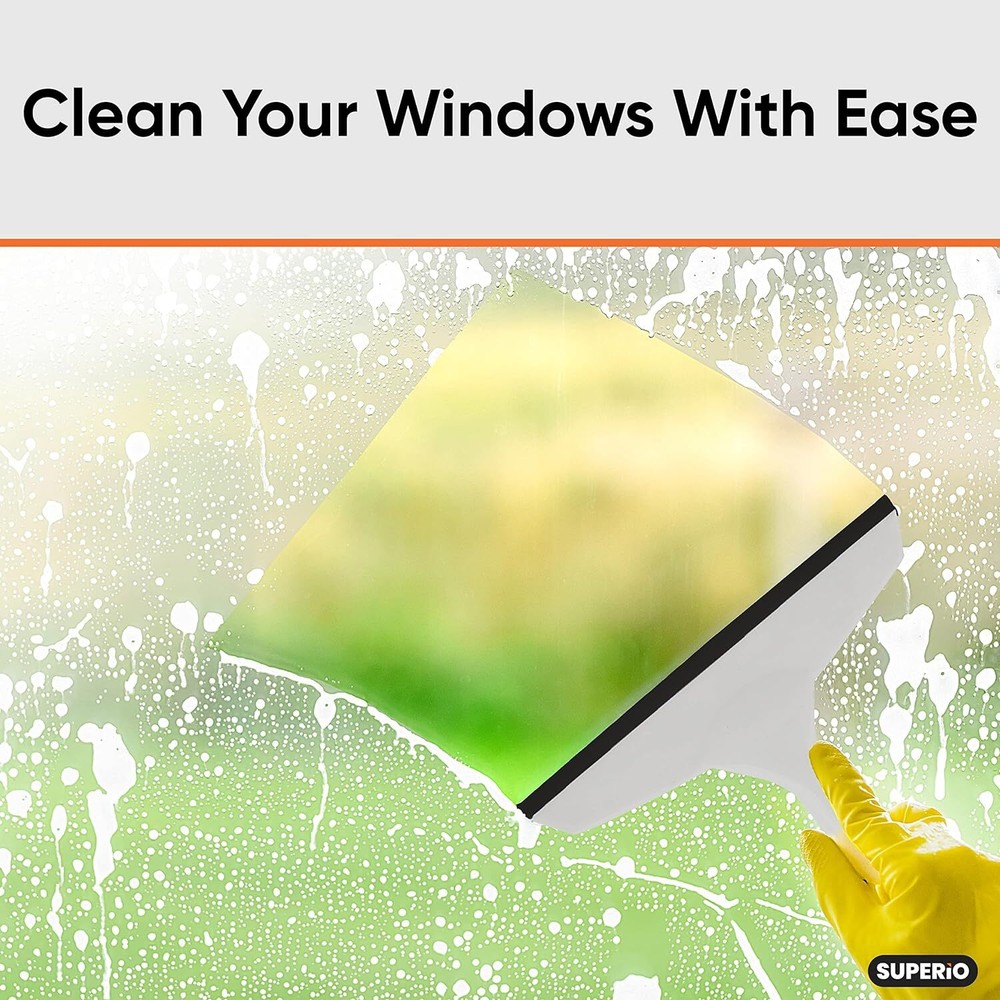 Superio 6" Window Rubber Squeegee with Hanging Loop, 2 Pack, Red and Gray