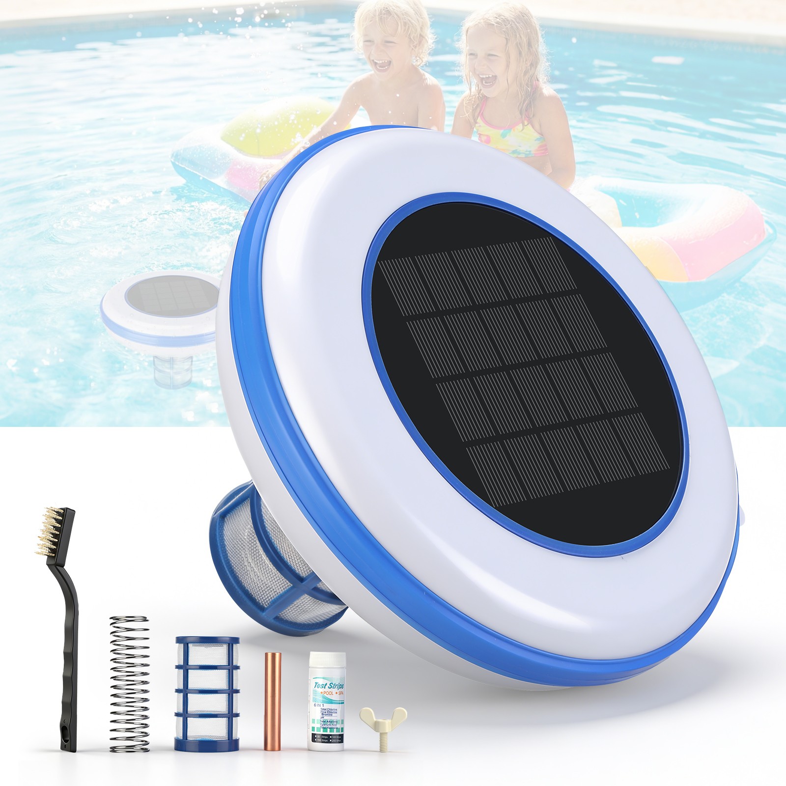 Solar Pool Ionizer Chlorine-Free Water Purifier w/Algae Cleaner Up to 35,000 Gal