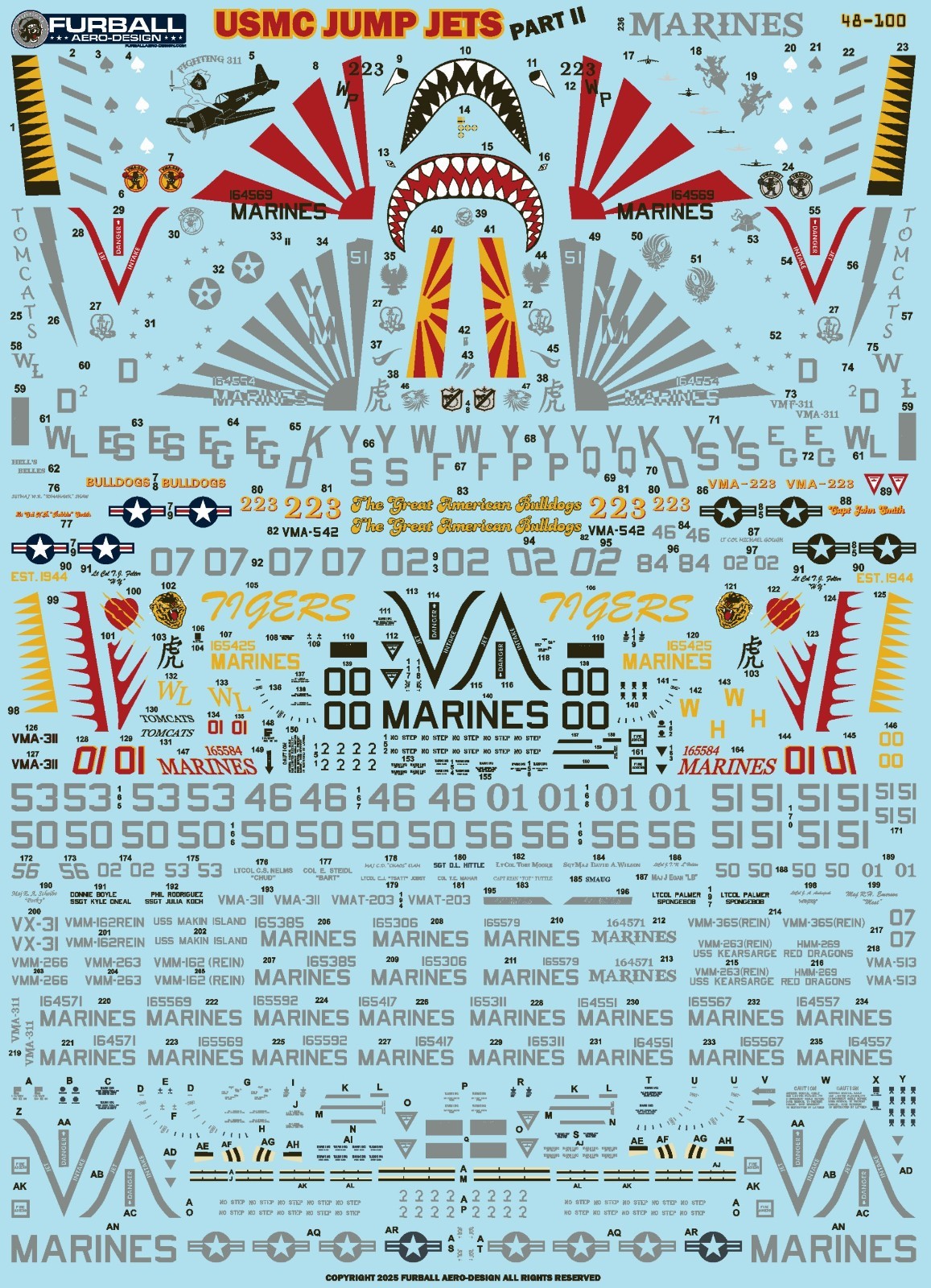 1/48 Furball AV-8B Harrier USMC Jump Jets Part II Decals