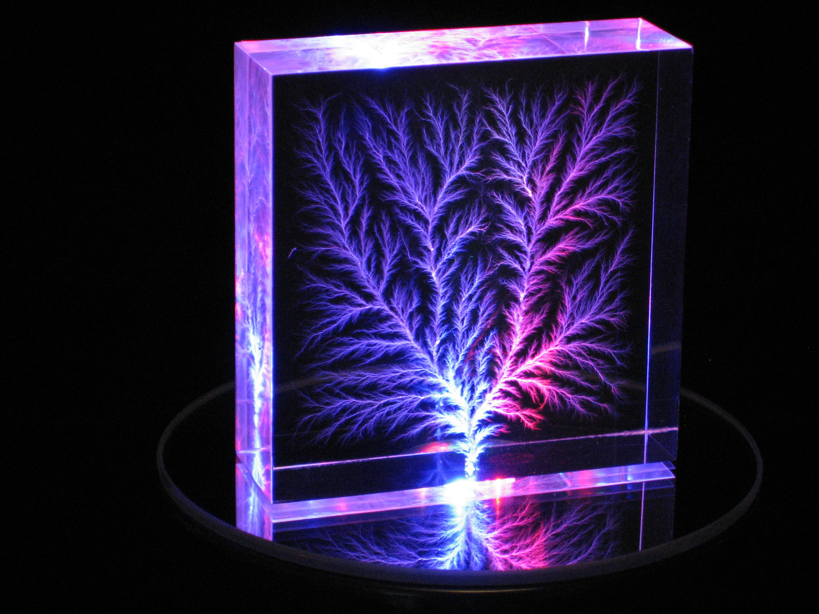 2" x 2" x 3/4" Captured Lightning Edge Lichtenberg Figure Beam Tree Sculpture
