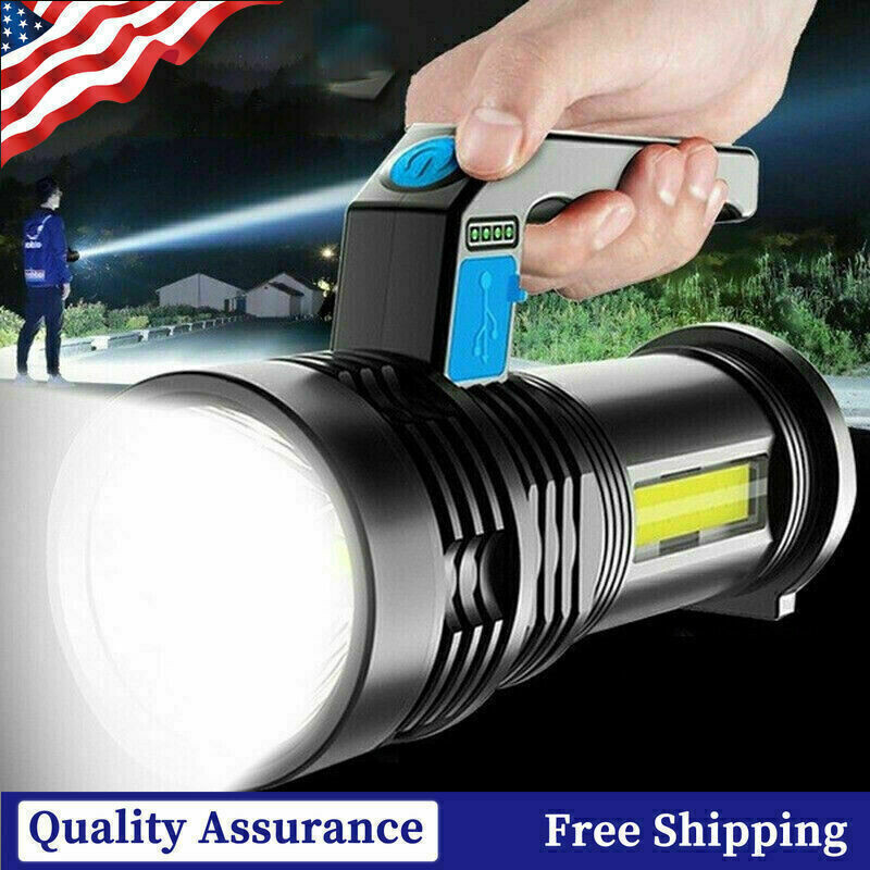 High Powered LED Flashlight Super Bright Torch USB Rechargeable Lamp