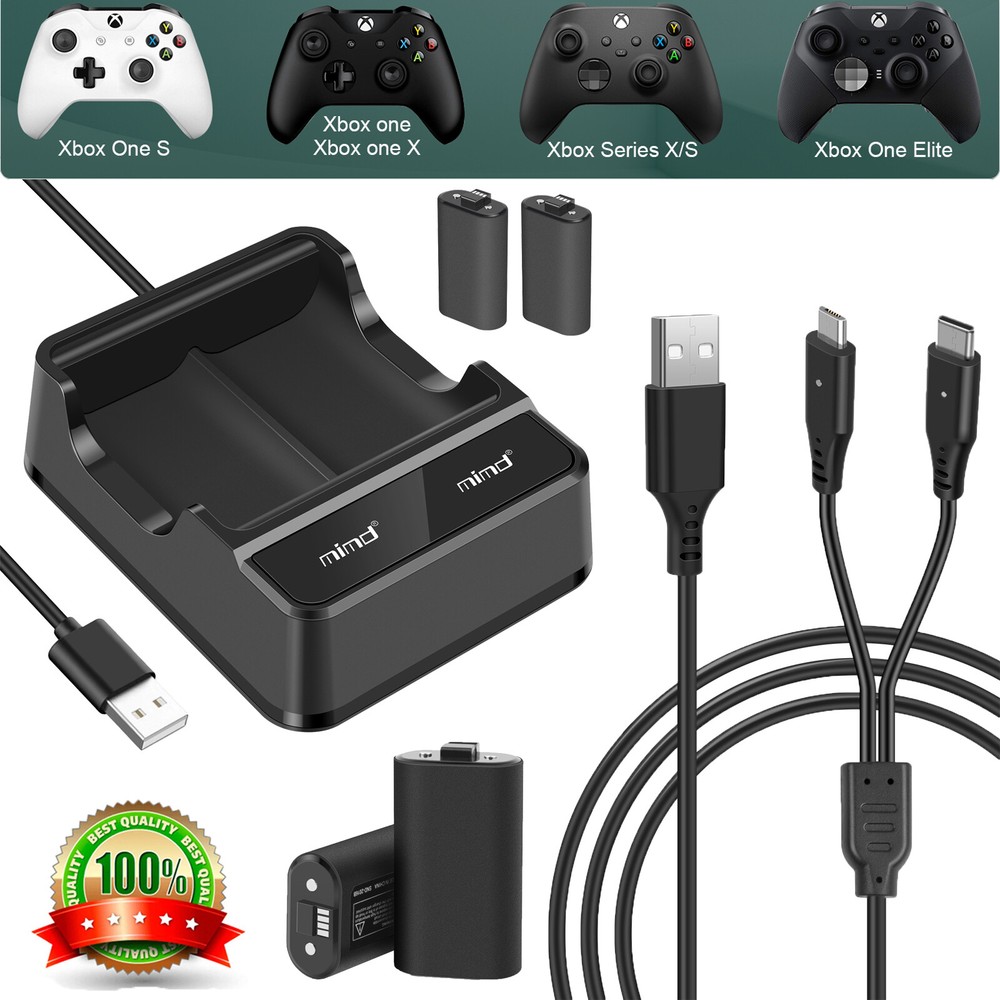 For XBOX ONE Controller Battery Charging Dock + 2x Rechargeable Battery Pack
