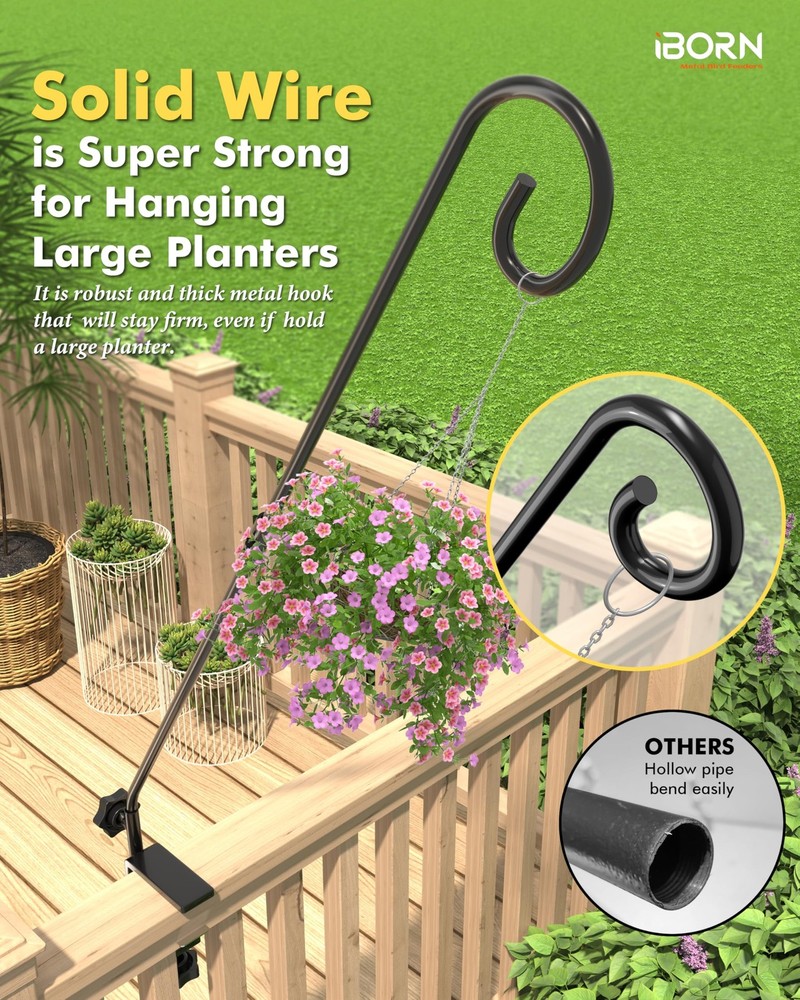 Deck Hook for Bird Feeder, Hummingbird Feeder Hanger for Deck Railing, Heavy ...